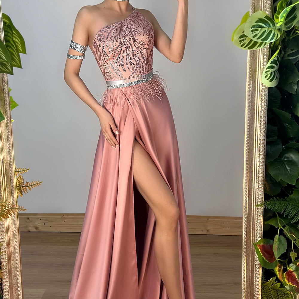 МAXI SET TOP CON GONNA ZAYLAPIZZO GLITTERATO RASO CENERE DI ROSA