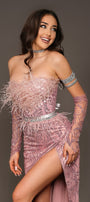 GLOVES GLITTER LACE POWDER PINK