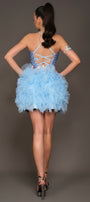 MINI CONJUNTO TOP CON FALDA MILAN LENTEJUELAS TUL AZUL CLARO