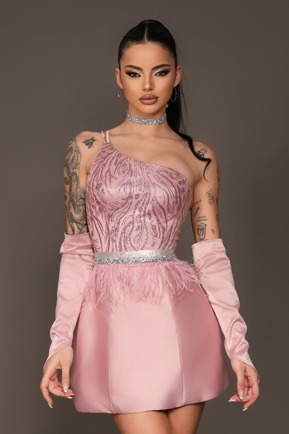 Gloves Satin Powder Pink