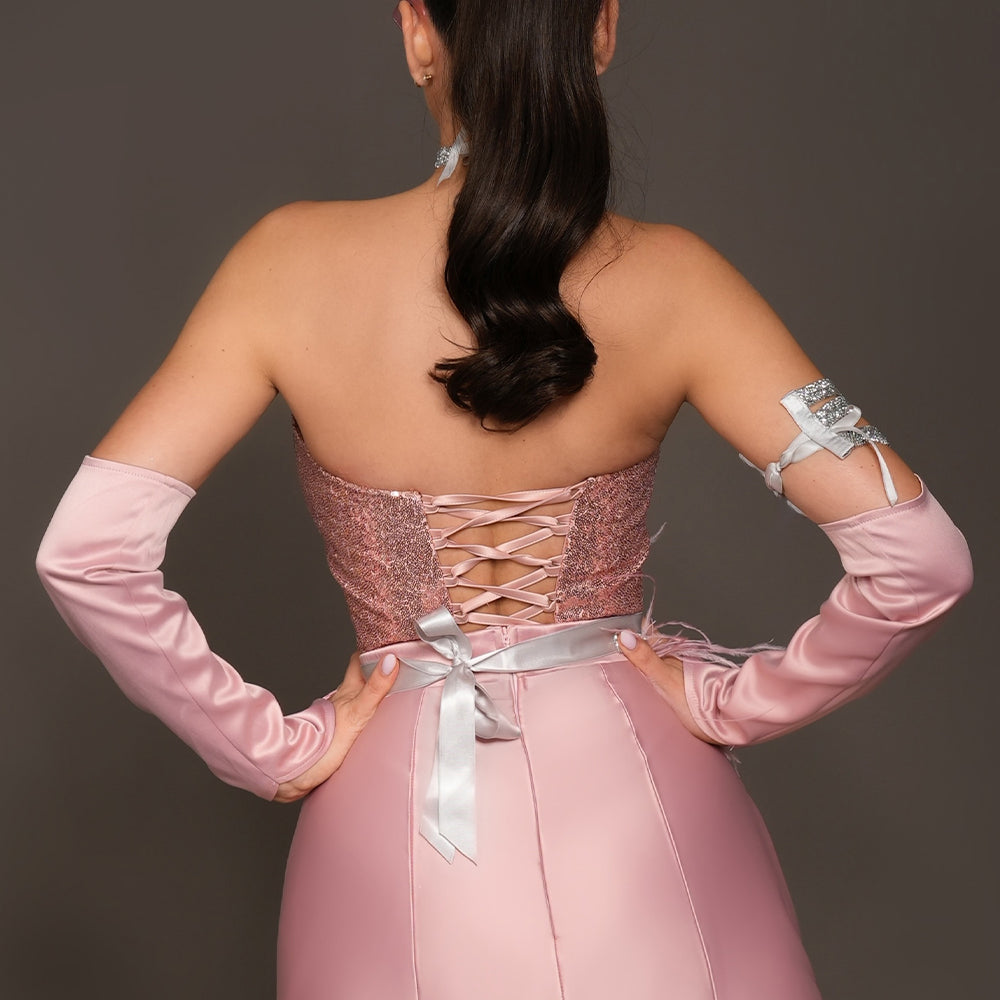 GLOVES SATIN POWDER PINK