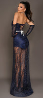 GUANTI PIZZO GLITTERATO BLU SCURO