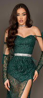 GLOVES GLITTER DARK GREEN