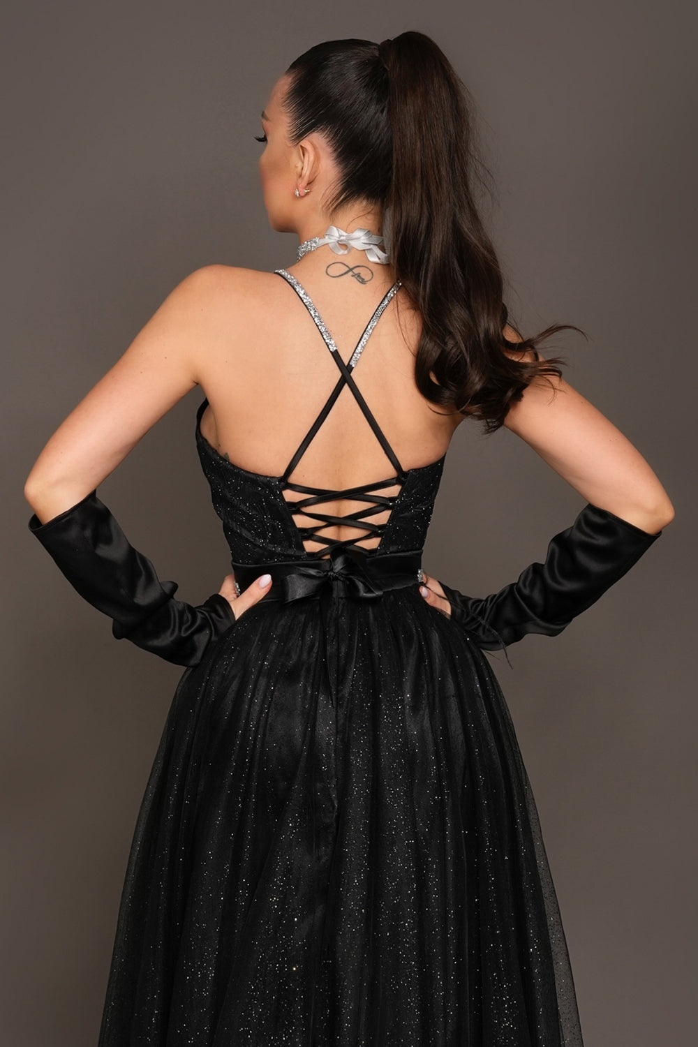 GUANTES SATÍN NEGRO