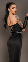 GLOVES GLITTER LACE BLACK