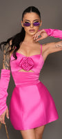 MINI SET TOP CU FUSTA LOREN SATIN ROZ APRINS