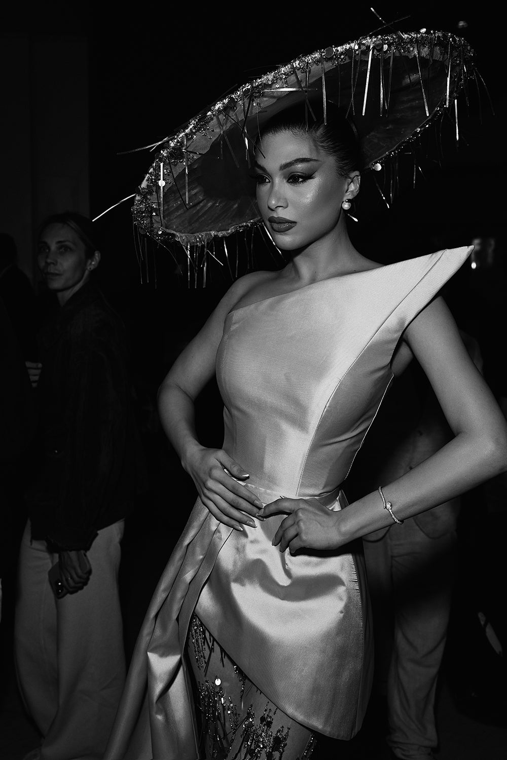 MAXI CROP TOP AND PANTS AND HAT SET CANNES SATIN ROSE GOLD