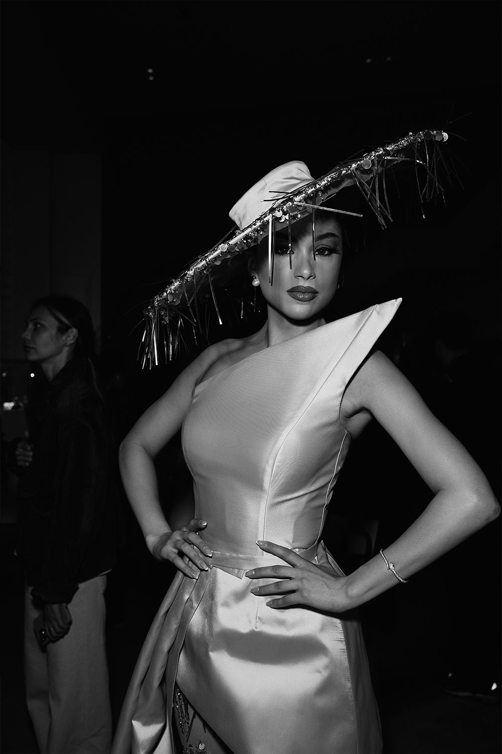 MAXI CROP TOP AND PANTS AND HAT SET CANNES SATIN ROSE GOLD