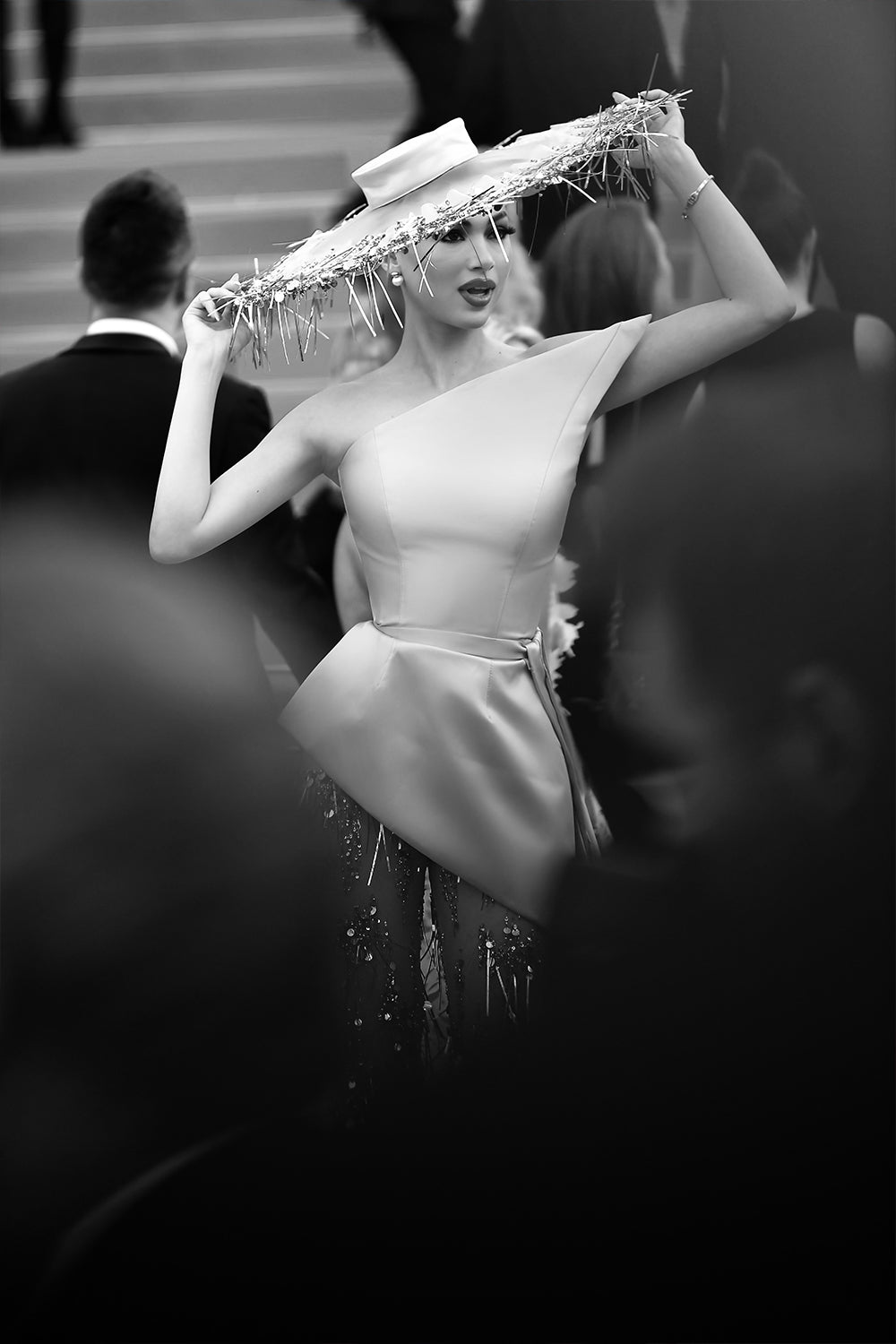 MAXI CROP TOP AND PANTS AND HAT SET CANNES SATIN ROSE GOLD