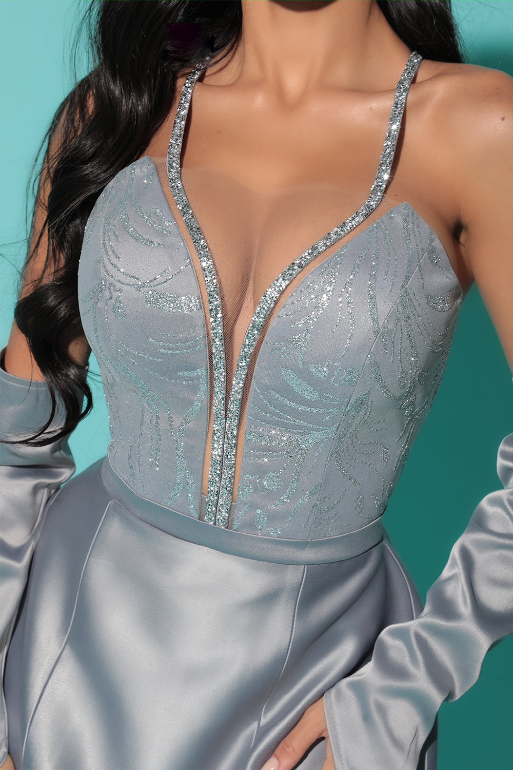 GLOVES SATIN DARK GREY