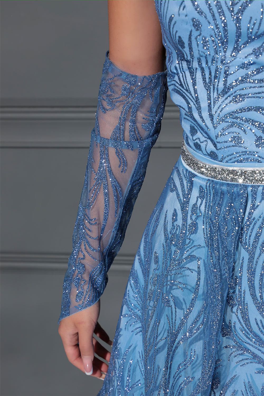 GUANTES ЕNCAJE BRILLANTE AZUL CLARO