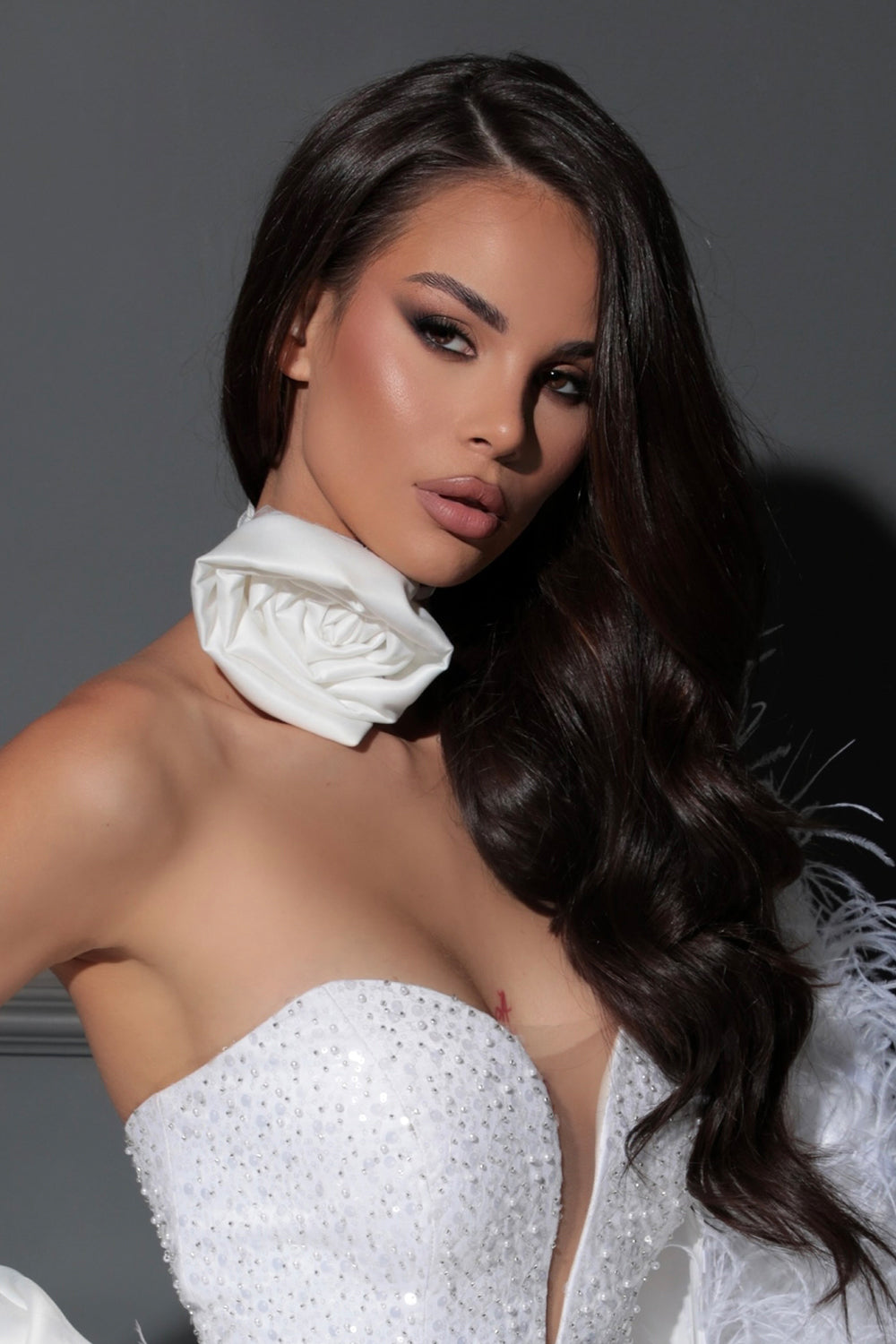 CHOKER/BELT SATIN WHITE