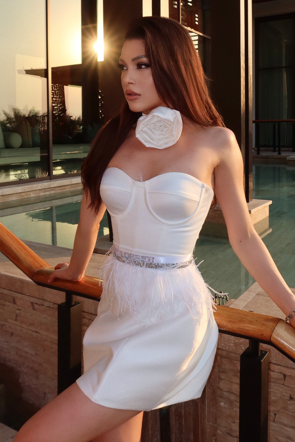 MINI CONJUNTO TOP CON FALDA ELIZABETH SATÍN BLANCO