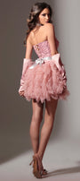 MINI SKIRT AND CROP TOP SET HAYDEN GLITTER LACE SATIN TULLE POWDER PINK