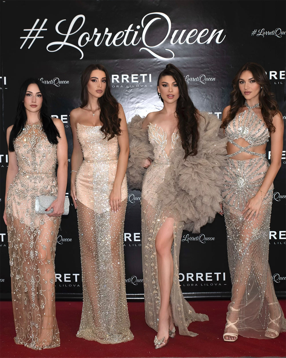 MAXI DRESS LILOVA RHINESTONE SATIN CHAMPAGNE