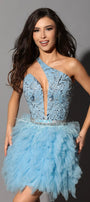 МINI SET TOP CON GONNA DORA PIZZO ТULLE BLU CHIARO