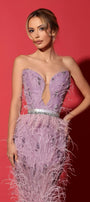 МAXI SET TOP CON GONNA CLARITA PIZZO PIUME LAVANDA