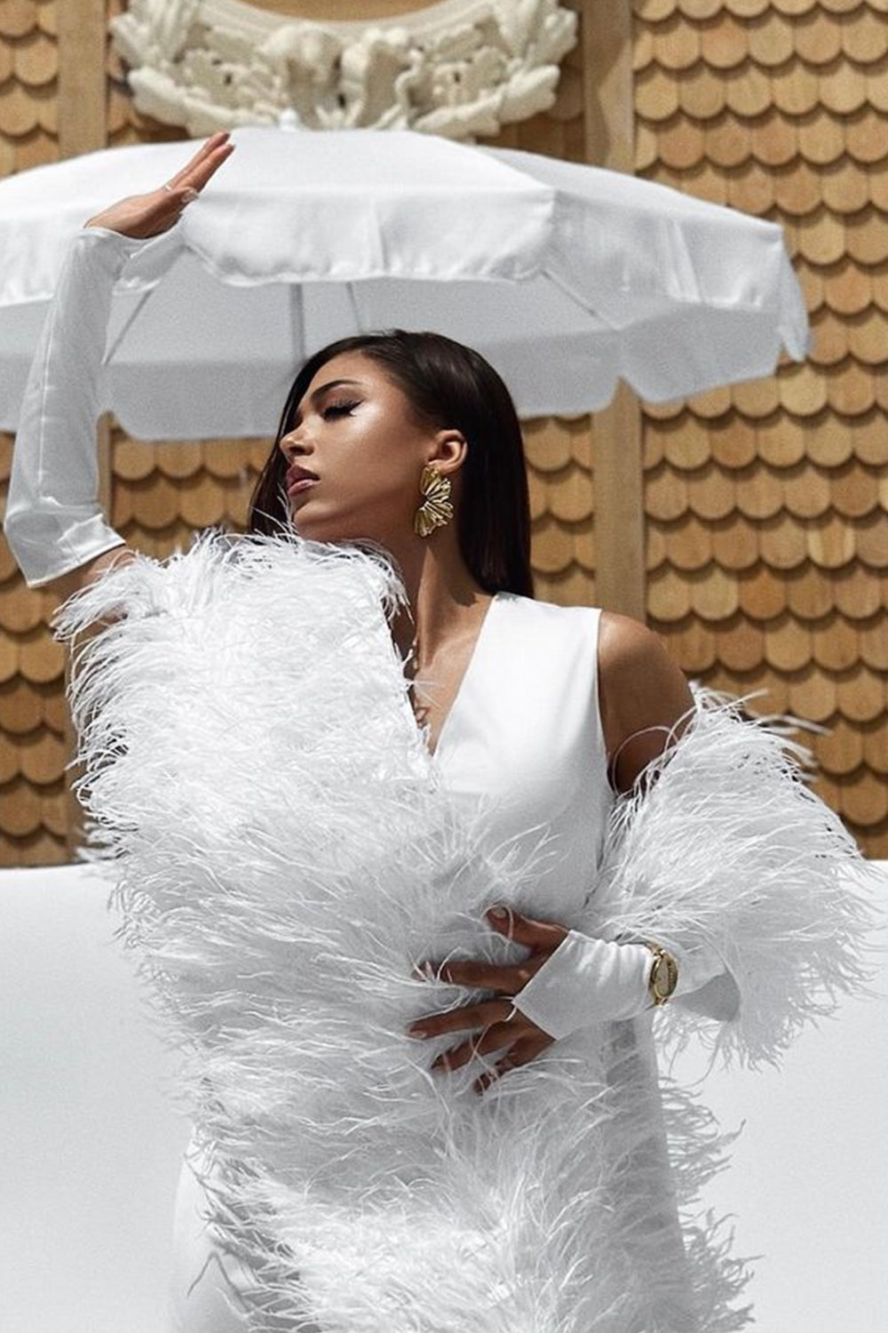 BUFANDA PLUMAS BLANCO