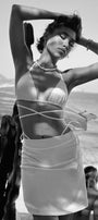MINI SKIRT AND CROP TOP SET 2 PARTS SATIN WHITE