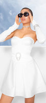 MINI CONJUNTO 3 PIEZAS TOP CON FALDA PENNY SATÍN BLANCO
