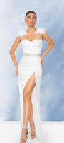 MAXI SKIRT AND CROP TOP SET 3 PARTS MARTHA SATIN WHITE