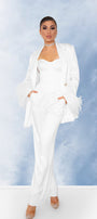 МAXI SET 4 PEZZI TOP CON PANTALONI E GIACCA ANGELICA RASO PIUME BIANCA
