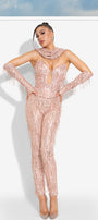 МAXI SET TOP CON PANTALONI SWAN PAILLETTES ROSA CIPRIA LILY