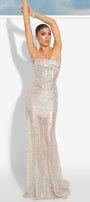 MAXI SKIRT AND CROP TOP LEILANI SET 2 PARTS SEQUIN SILVER