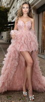 MAXI CONJUNTO TOP CON FALDA SYDNEY LENTEJUELAS TUL POLVO ROSA