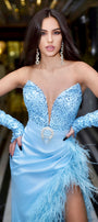 GLOVES SEQUIN LIGHT BLUE
