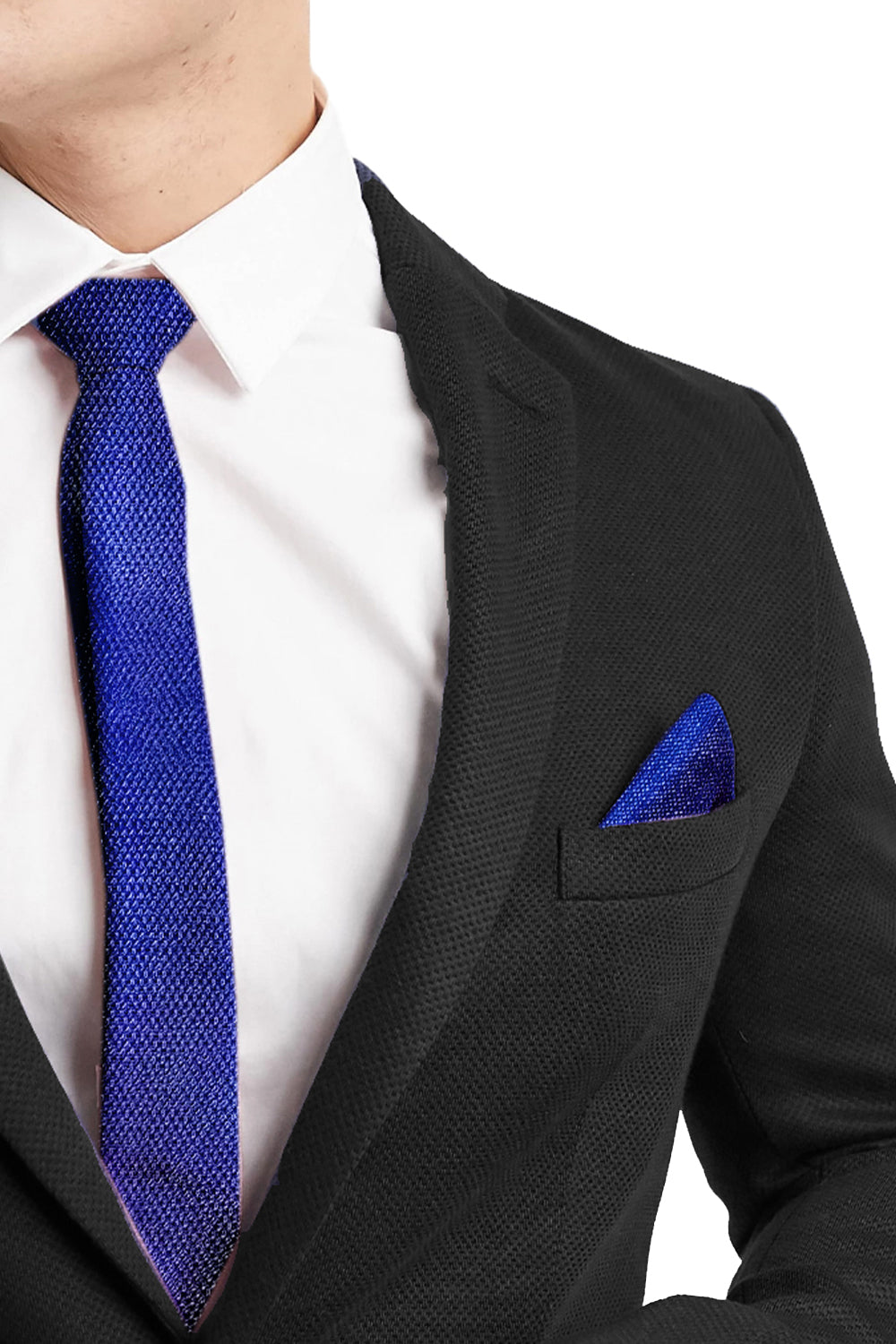 BOUTONNIÈRE JERSEY LAMÉ BLU COBALTO