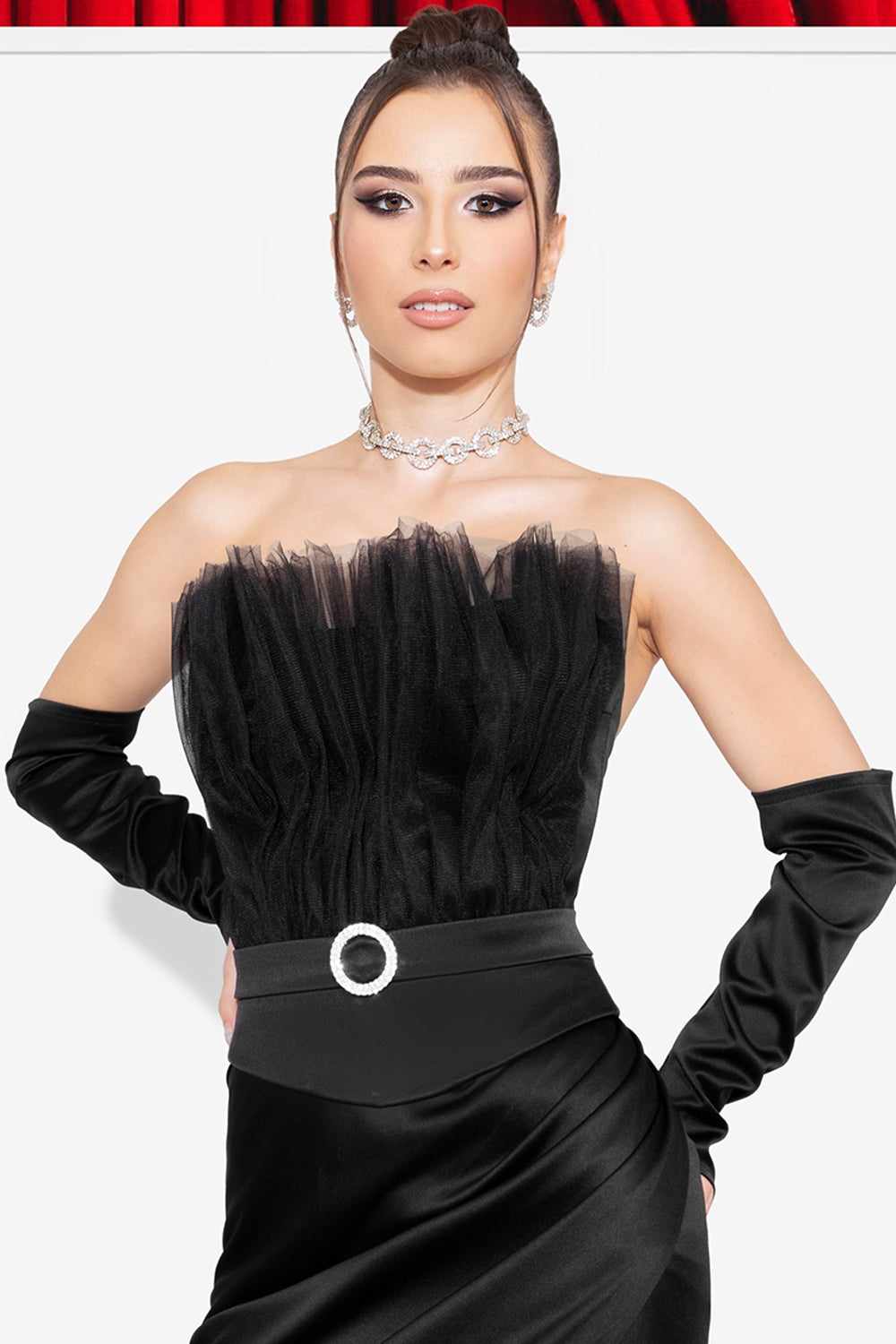 GUANTES SATÍN NEGRO