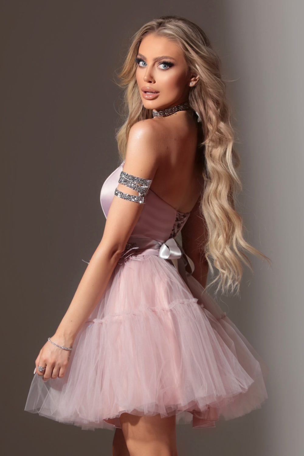 BELT MARABU 17A FEATHERS RHINESTONE LAVENDER