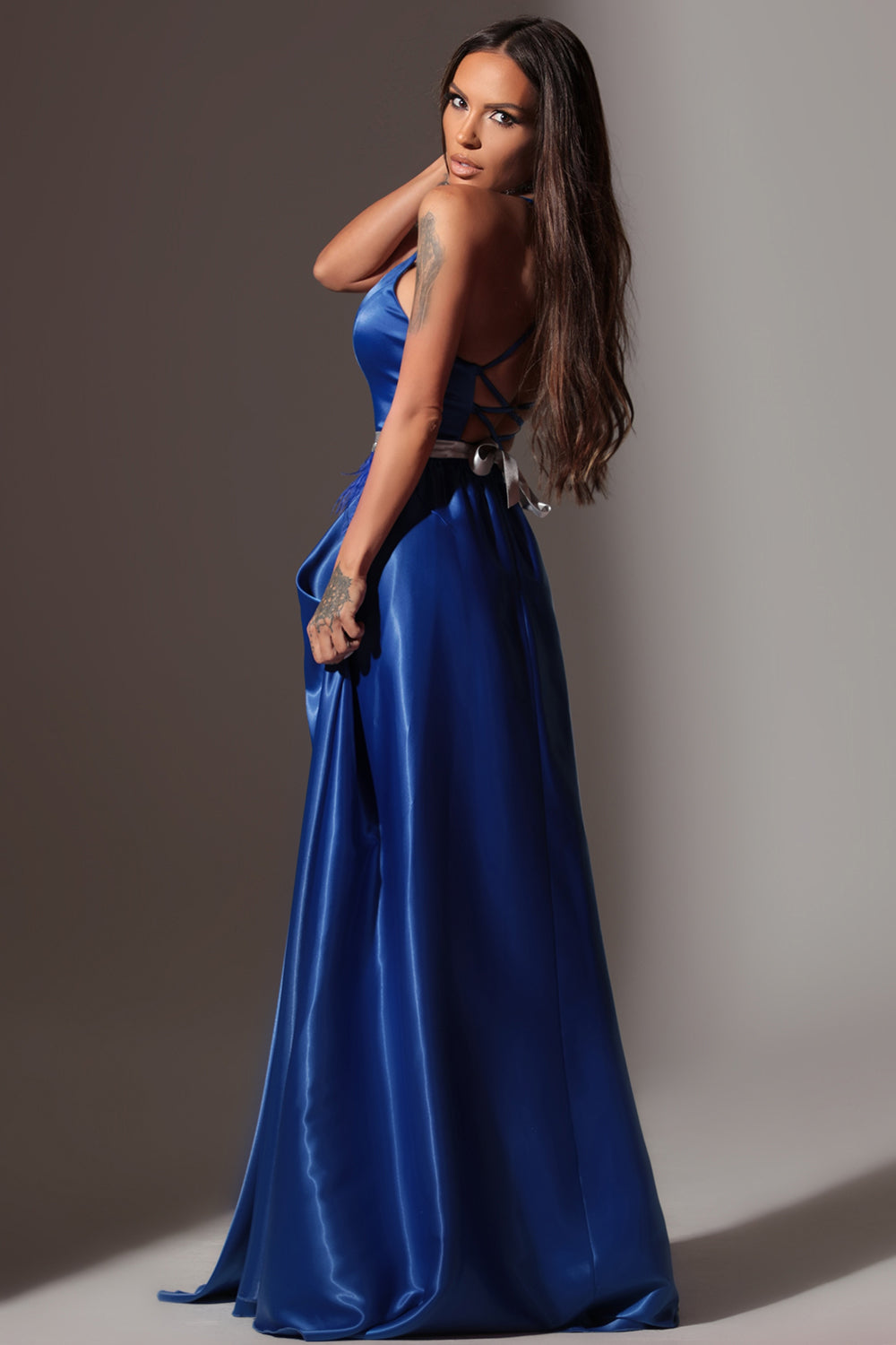 BELT MARABU 10A FEATHERS RHINESTONE COBALT BLUE