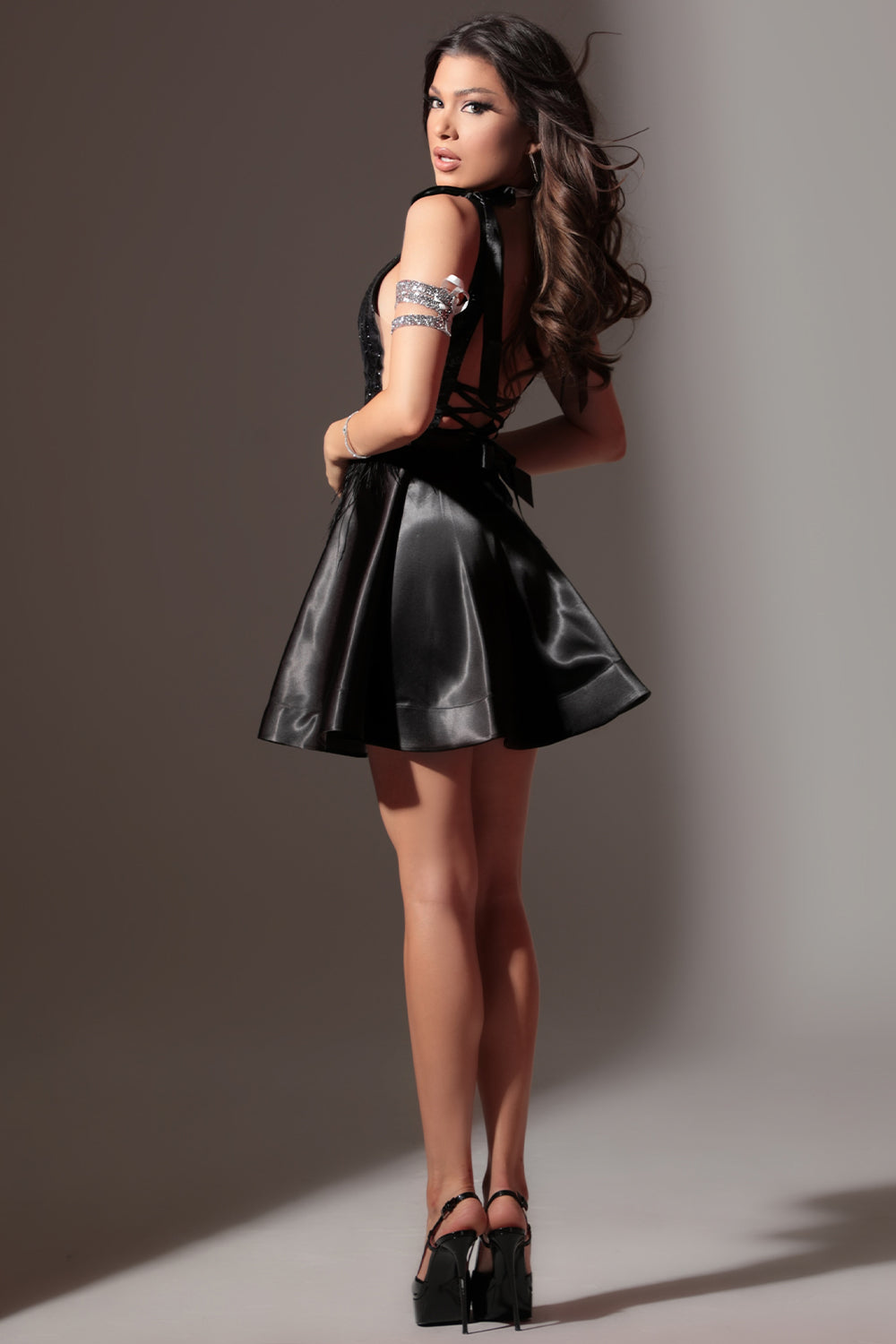 BELT MARABU 5B FEATHERS RHINESTONE BLACK