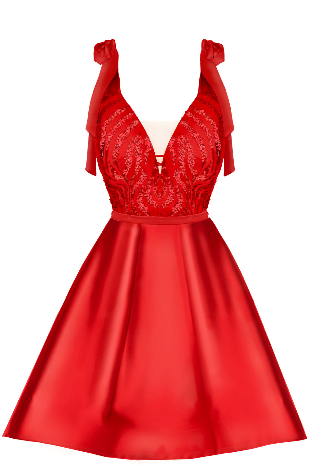 MINI VESTIDO BLAKE ЕNCAJE SATÍN ROJO