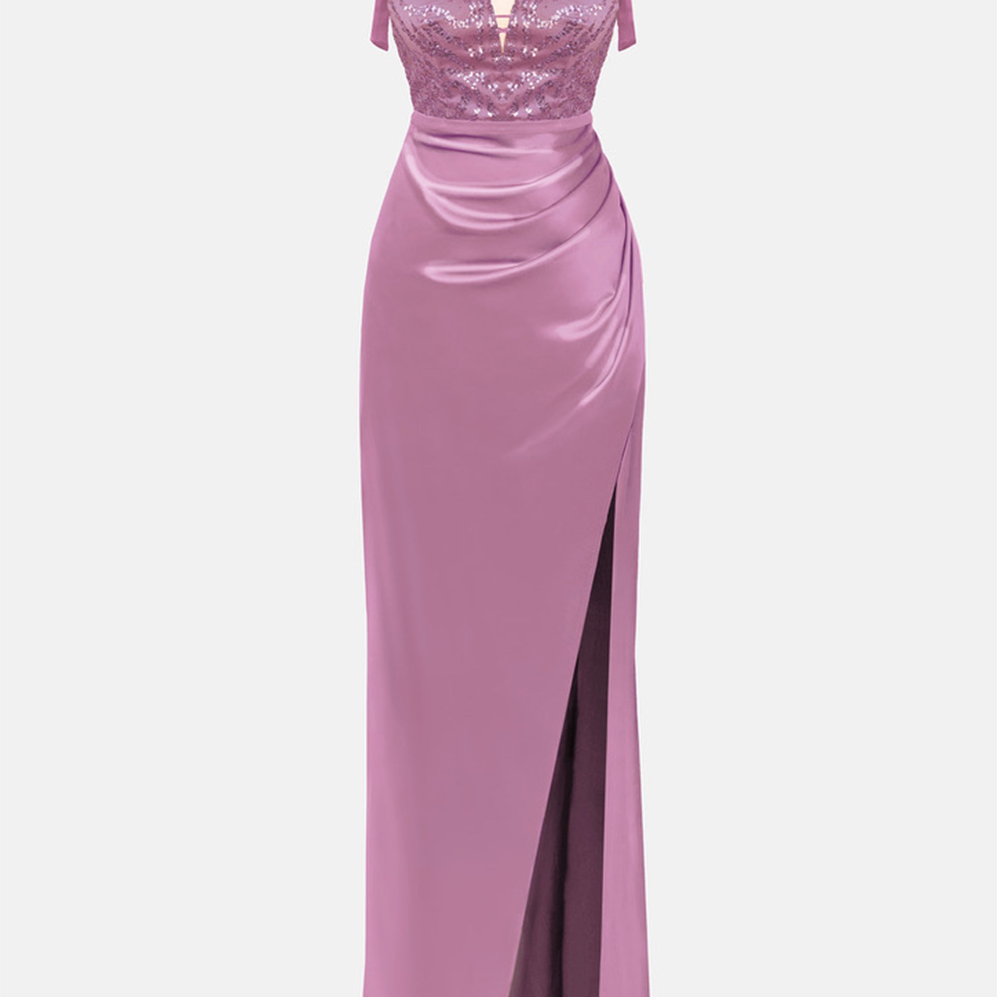 MAXI SKIRT AND CROP TOP SET BIANCA LACE SATIN LAVENDER