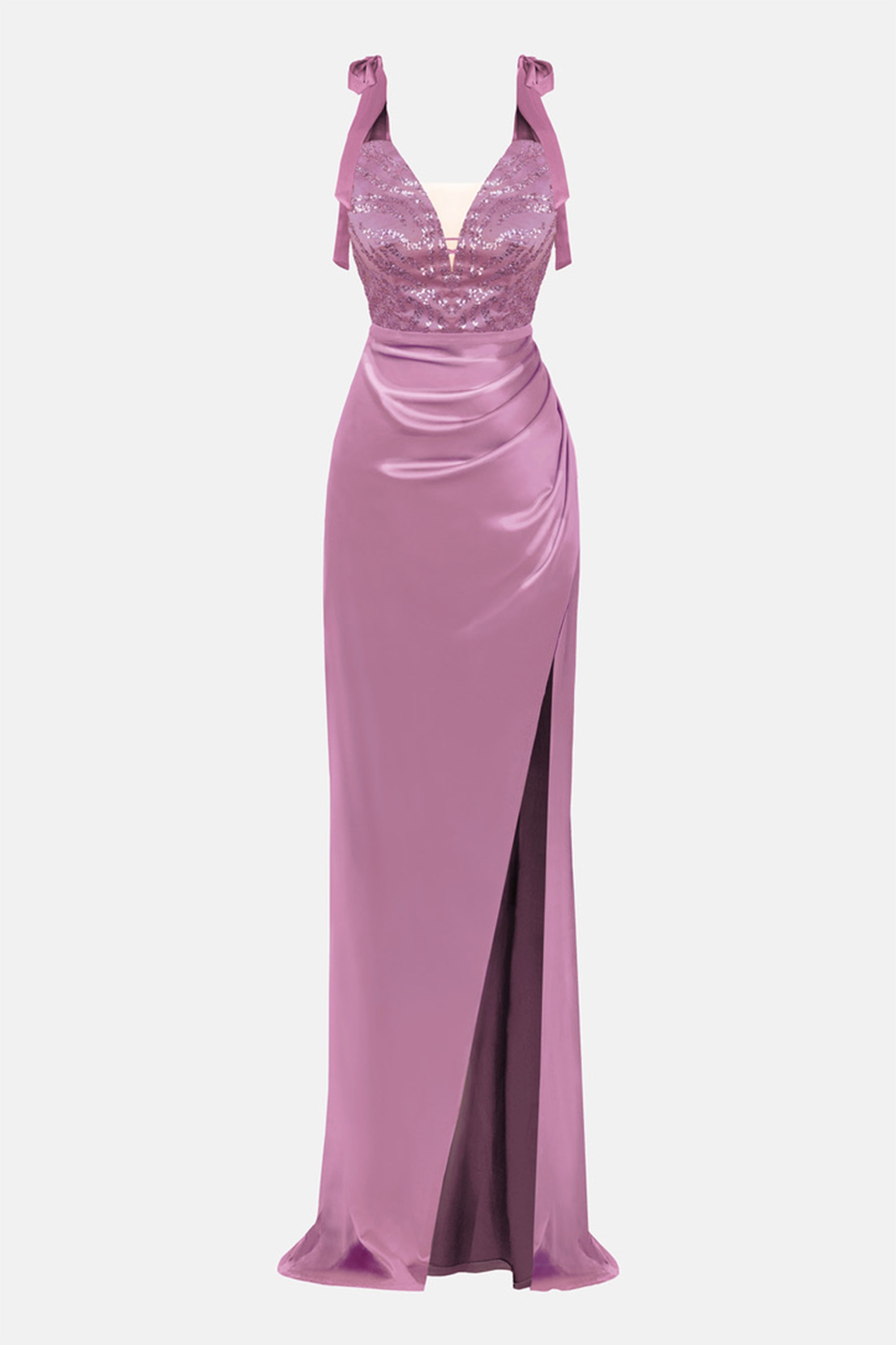 MAXI SKIRT AND CROP TOP SET BIANCA LACE SATIN LAVENDER
