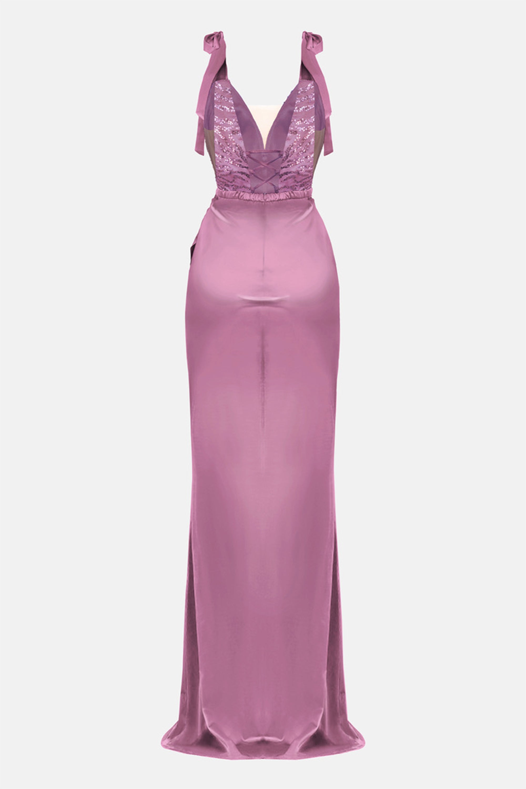 MAXI SKIRT AND CROP TOP SET BIANCA LACE SATIN LAVENDER