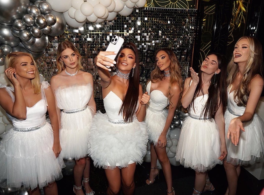 MINI DRESS VIVIEN TRICOT TULLE WHITE