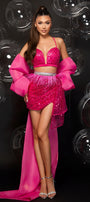 МINI SET TOP CON GONNA AMORE PAILLETTES ТULLE ROSA BRILLANTE