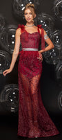 MAXI SET TOP CU FUSTA PALMER DANTELA GLITTER TUL ALBASTRU INCHIS