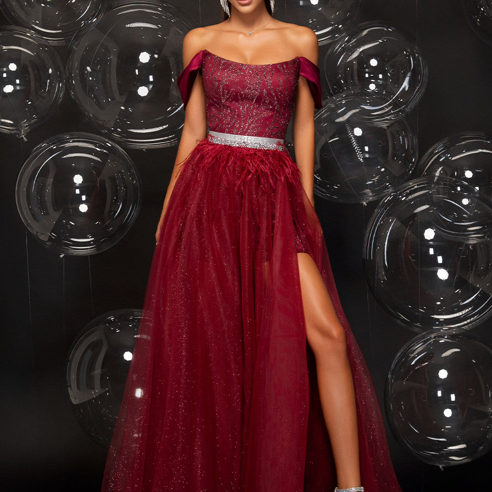 MAXI SET TOP CU PANTALONI ȘI MANTIE FLORA DANTELA GLITTER SATIN BROCADĂ DE TUL ALBASTRU INCHIS
