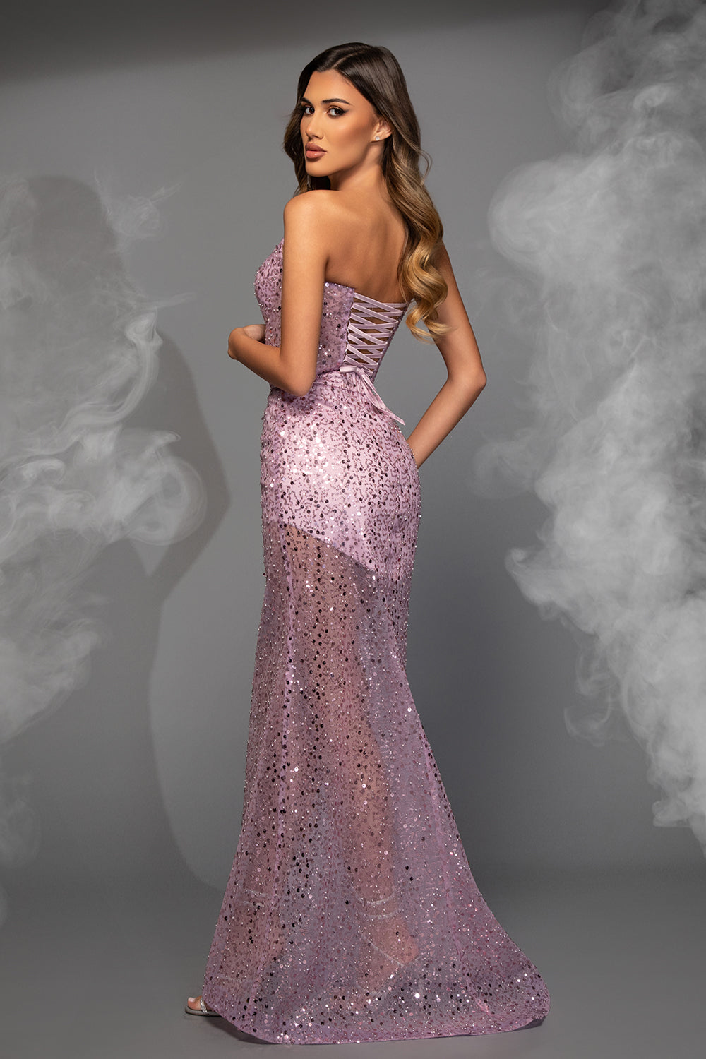 MAXI SKIRT AND CROP TOP SET ANGEL SEQUIN LAVENDER