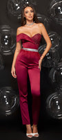 MAXI CONJUNTO TOP CON PANTALONES DAVINA ЕNCAJE BRILLANTE SATÍN AZUL CLARO