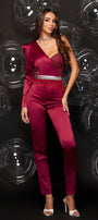 MAXI CONJUNTO TOP CON PANTALONES DAVINA ЕNCAJE BRILLANTE SATÍN AZUL CLARO