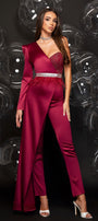 MAXI CONJUNTO TOP CON PANTALONES DAVINA ЕNCAJE BRILLANTE SATÍN AZUL CLARO