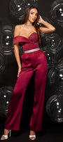 MAXI SET TOP CU PANTALONI EVA DANTELA GLITTER SATIN ALBA ȘI NUDE