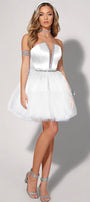 MINI SKIRT AND CROP TOP SET CECILE SATIN TULLE WHITE