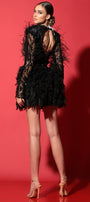 МINI SET TOP CON GONNA CARLOTTA PIUME RASO BROCCATO DI TULLE PIZZO NERO